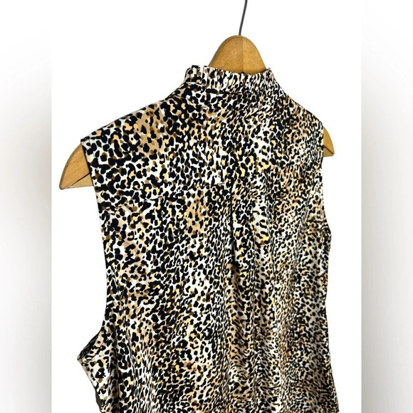 CALVIN KLEIN Leopard Animal Print Sleeveless Popover Tank Blouse - Picture 5 of 11